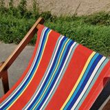 Chaise longue transat chilienne vintage avec repose pied