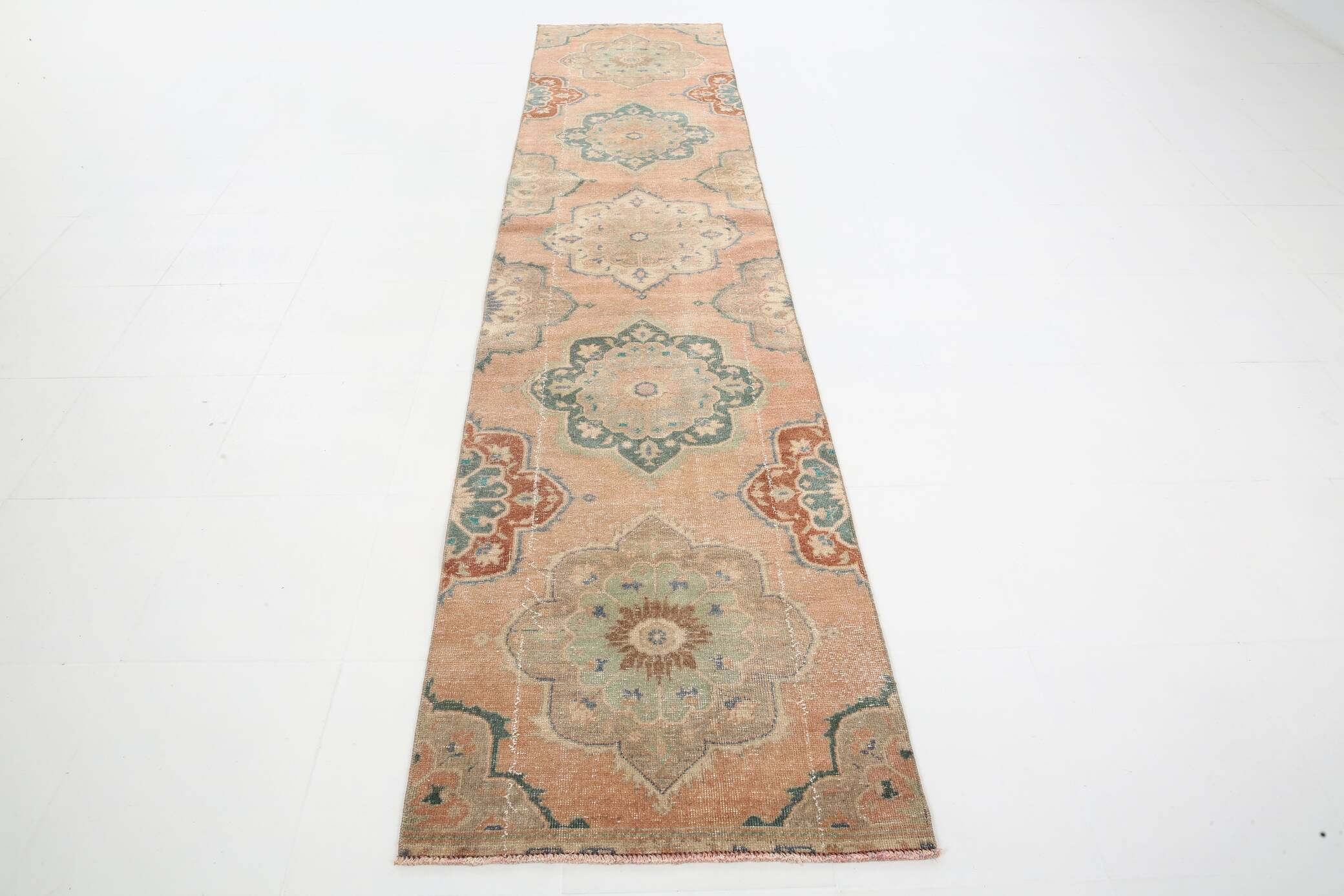3x12 Soft Wool Pale Red Turkish Vintage Runner Rug