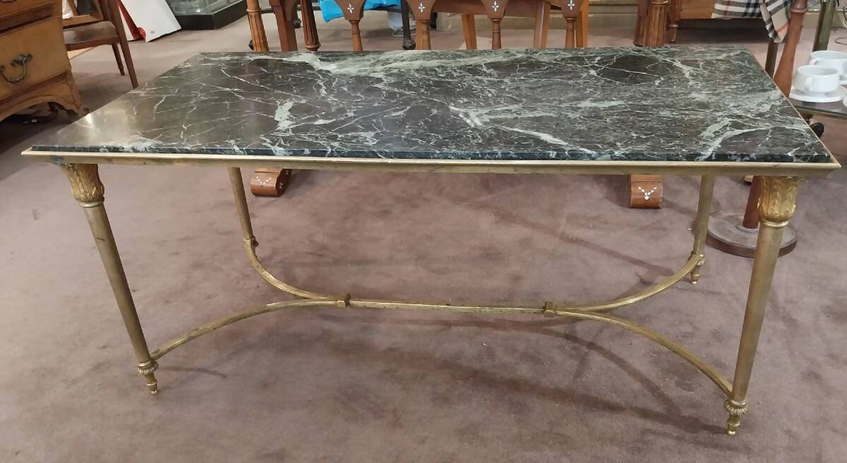 Bronze and marble coffee table, 20th century