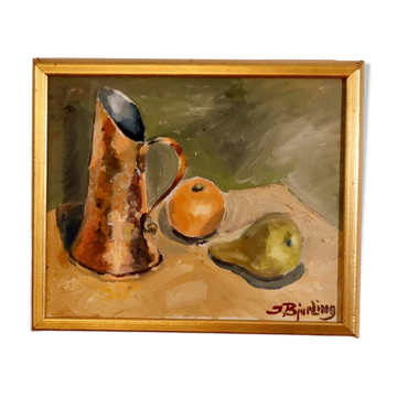 "Still Life with Jug and Fruits" by J Bjurling
