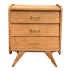 Vintage chest of drawers with compass feet, raw oak, 1960