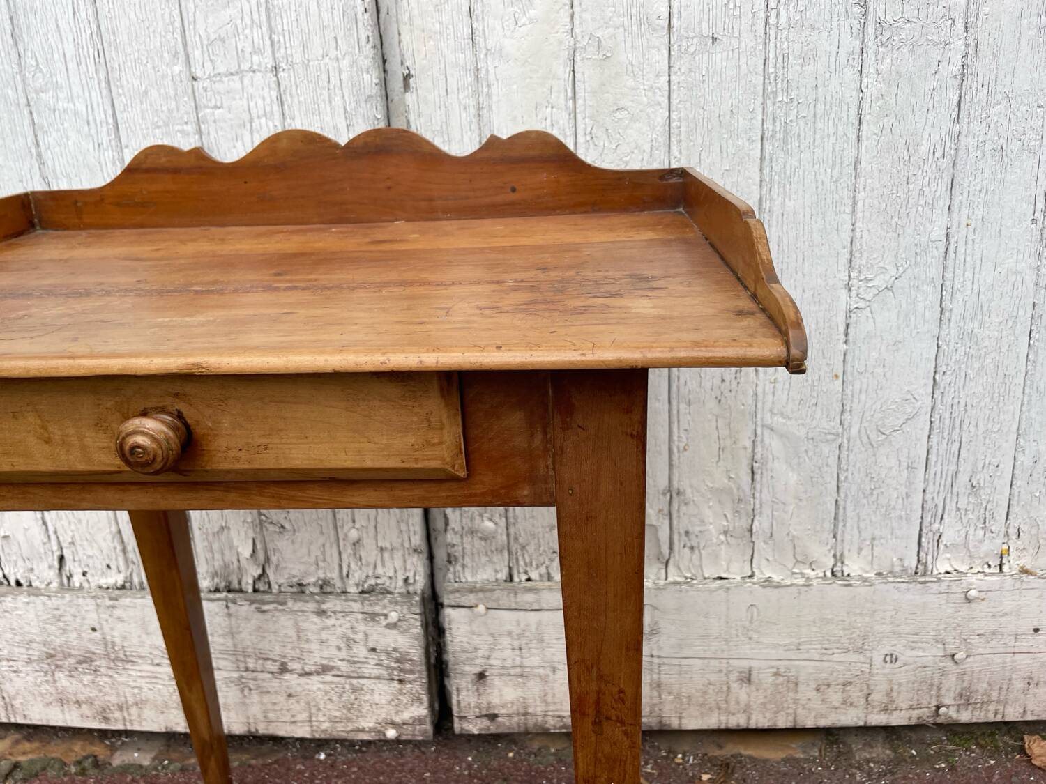 Vintage wooden desk table with one drawer