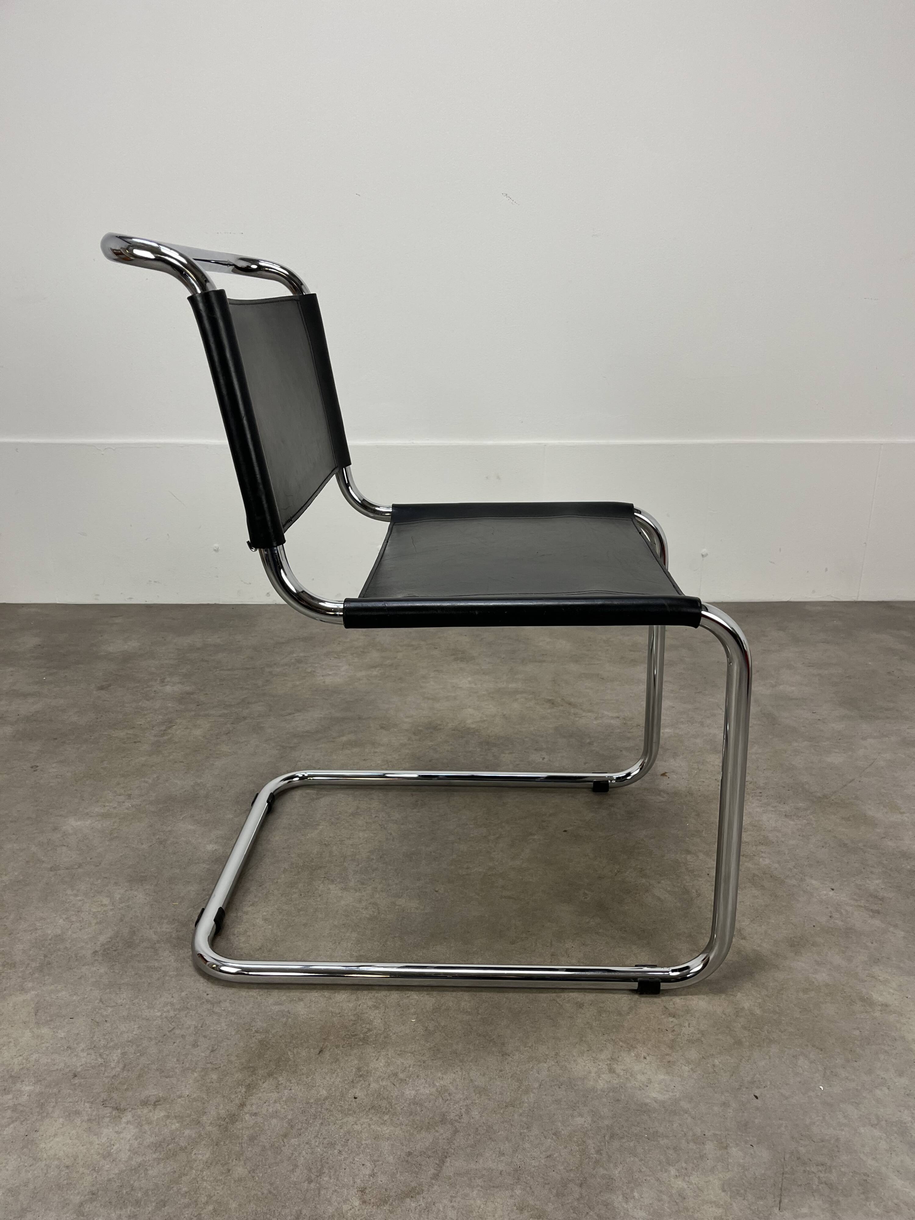 B33 chair black leather, 1980, Marcel Breuer