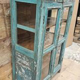 Ancien vaisselier vitrée en teck birman