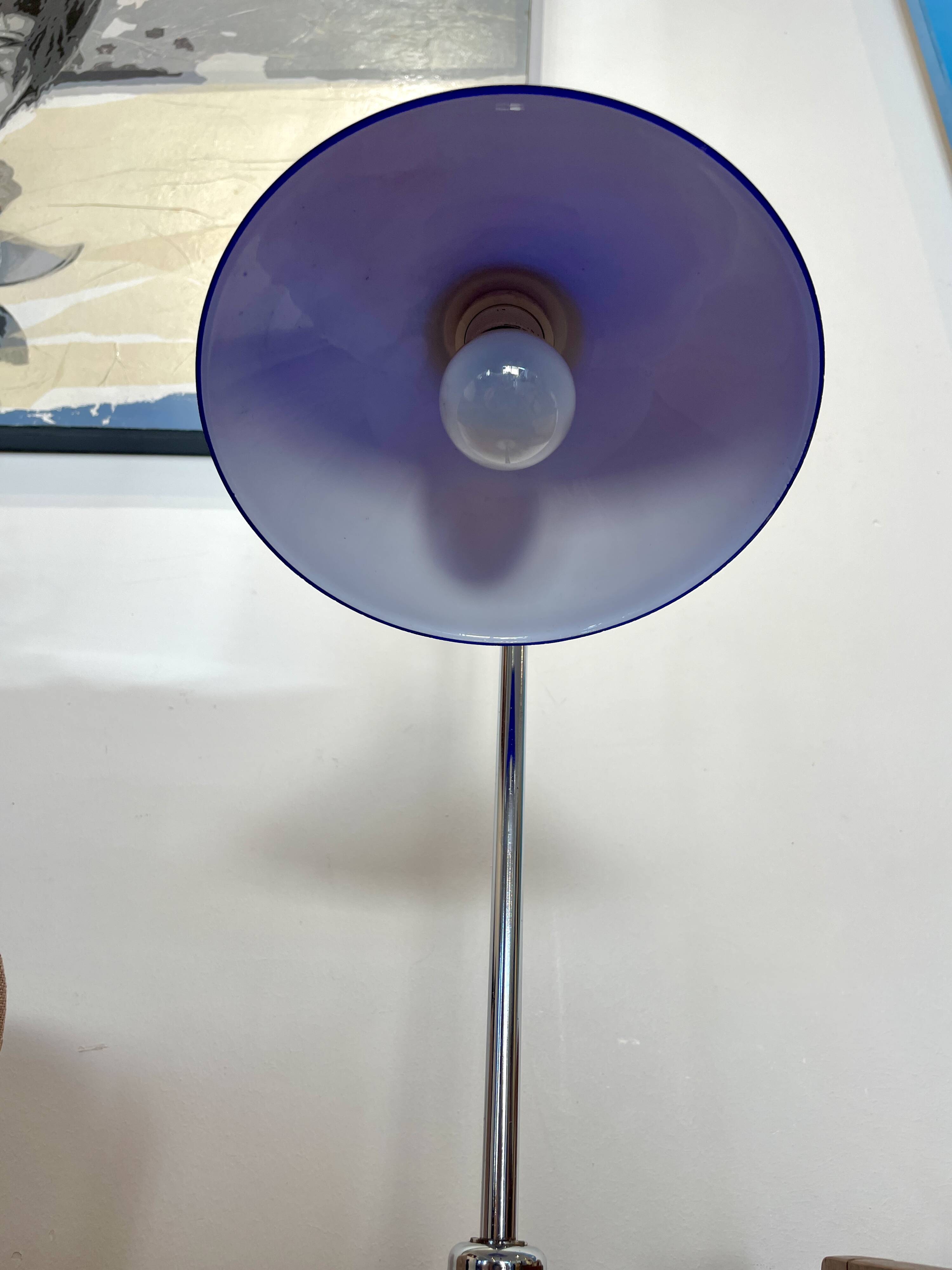 Blue opaline lamp with a marble base
