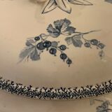 Soupière ravier and dish old blue porcelain Sarreguemines model Groseilles