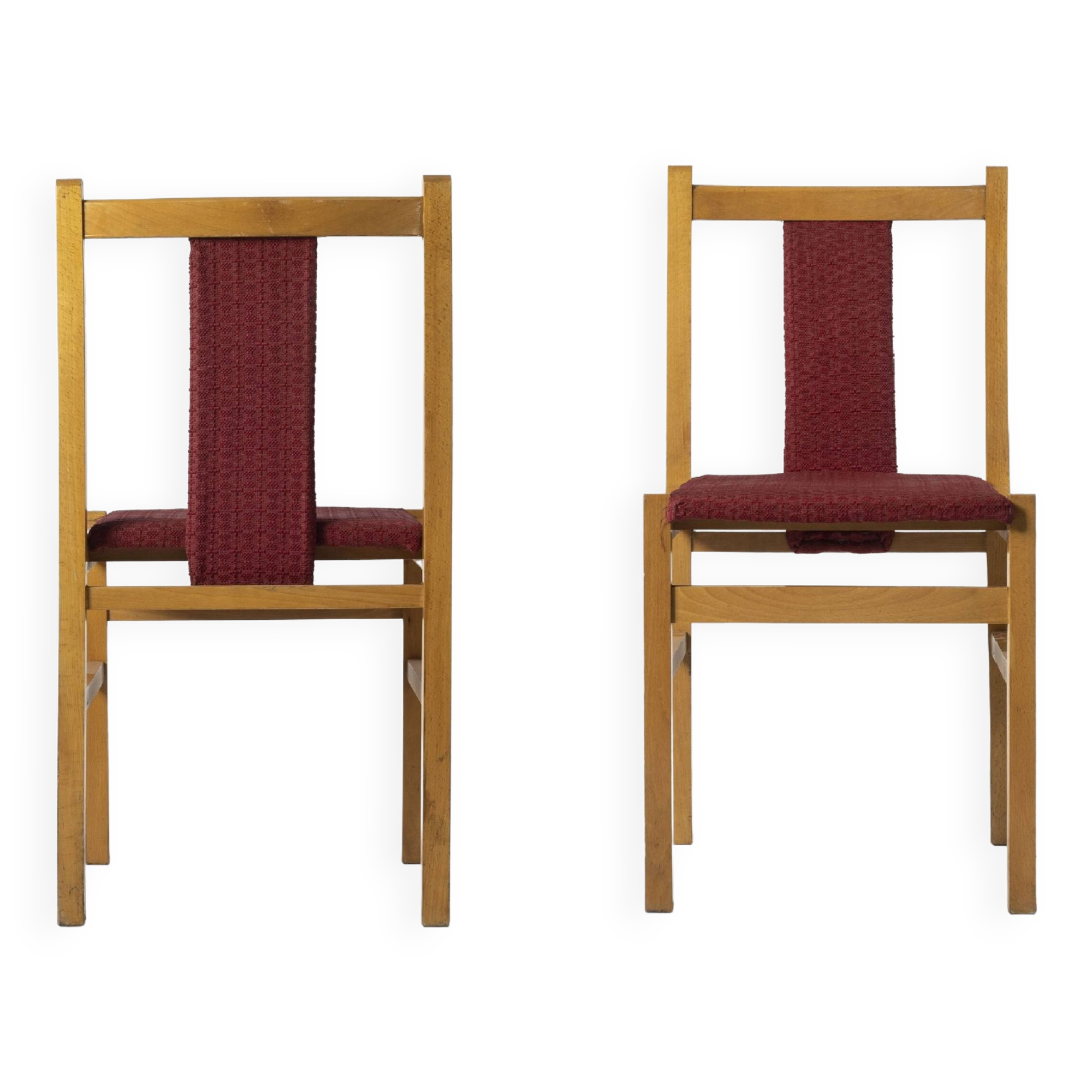 Set of 2 minimalist dining chairs, poland, 1960s.  Type a-85, produced by fabryka mebli giętych jafa