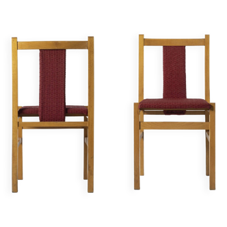 Set of 2 minimalist dining chairs, poland, 1960s.  Type a-85, produced by fabryka mebli giętych jafa