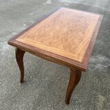 Grande table extensible, marqueterie, chêne, vintage, années 50