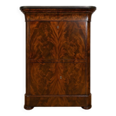 Flamed mahogany secretary from the Restoration period.