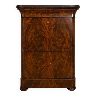 Flamed mahogany secretary from the Restoration period.
