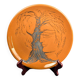 Glazed ceramic plate signed Jean Marais face & tree Vallauris