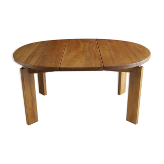 Round table with oiled solid elm extension Regain