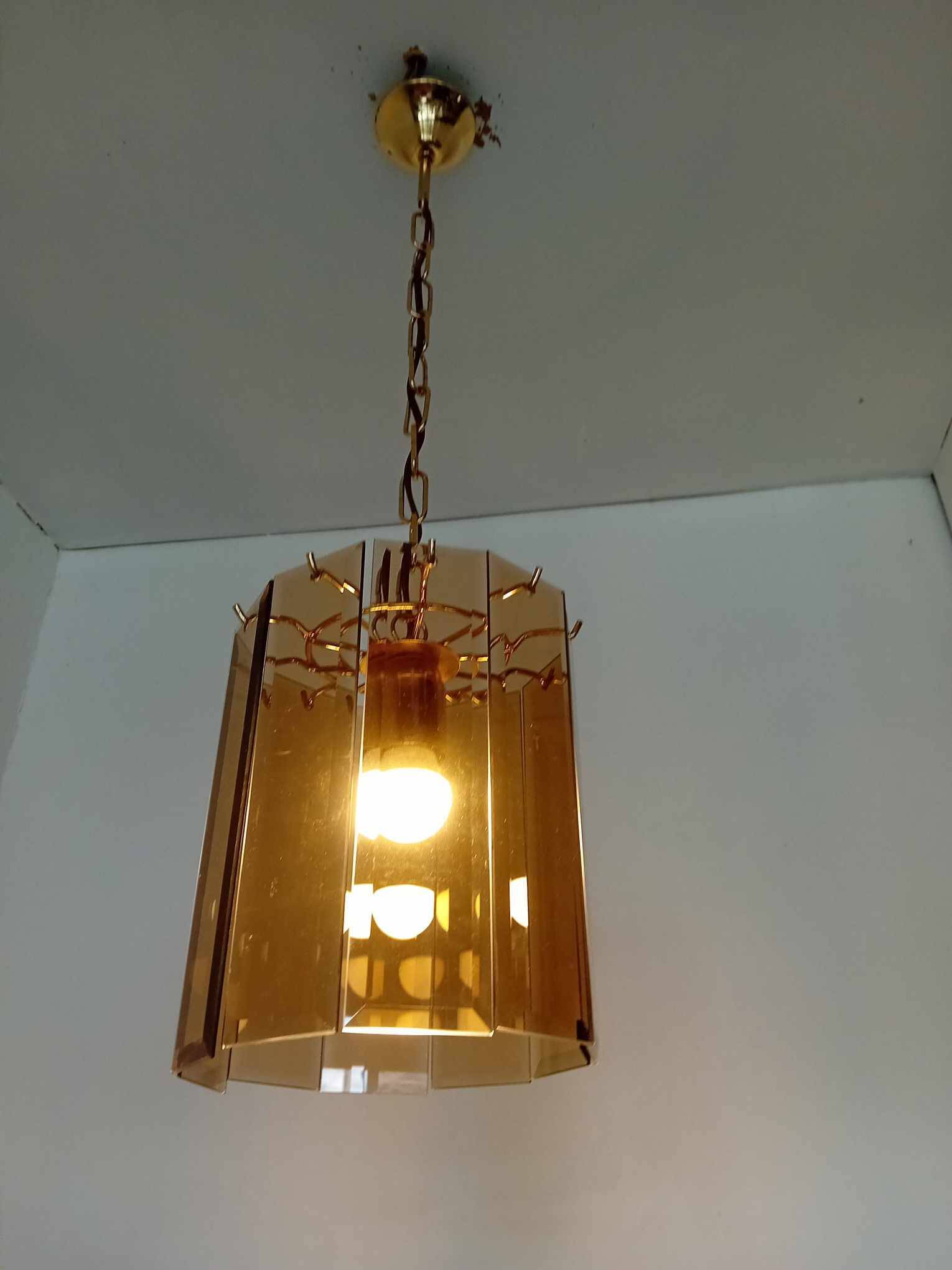 50s/60s pendant light in gold metal