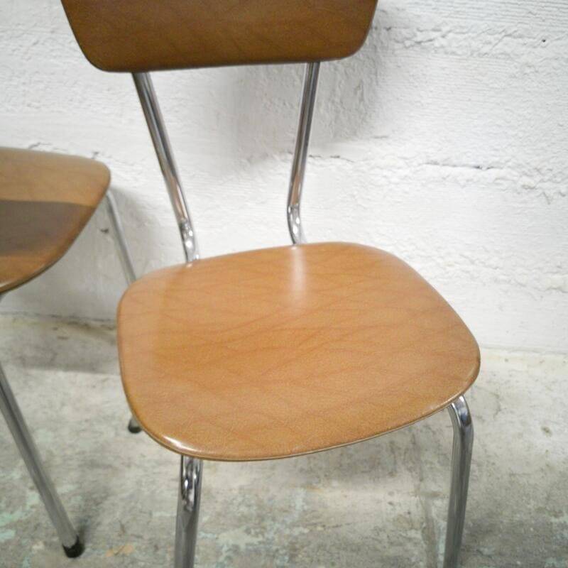 Pair of vintage chrome and leatherette chairs