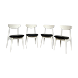 Series of 4 white and black Scandinavian chairs Ingrid from Stella 1960.