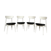 Series of 4 white and black Scandinavian chairs Ingrid from Stella 1960.