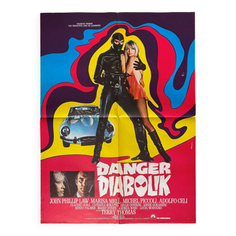 Affiche cinéma originale "Danger Diabolik" Mario Bava, Psychédélique 60x80cm 1968