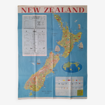 Vintage poster map of New Zealand