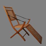 19th-century caned chaise longue in colonial style