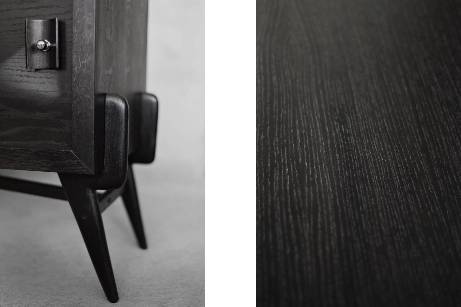 Mid-Century Scandinavian Modern Dark Oak Sideboard with Wood and Metal