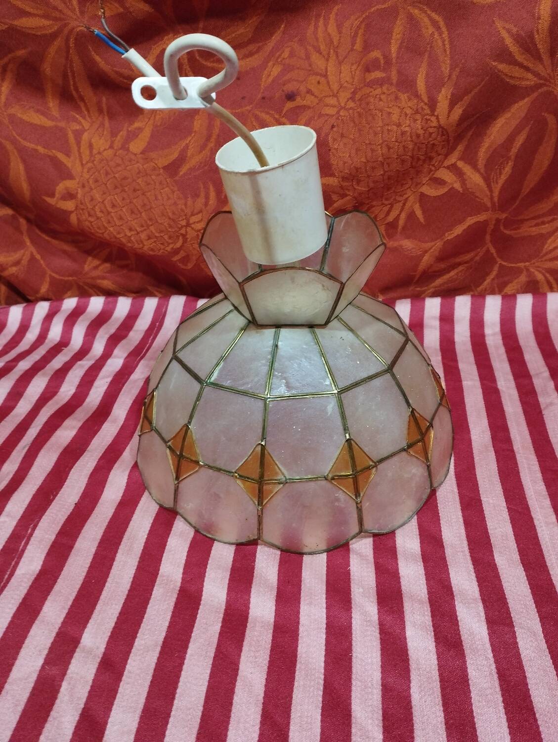 Mother-of-pearl and brass chandelier lampshade