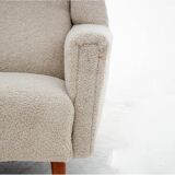 Beige bouclé armchair, danish design, 1960s