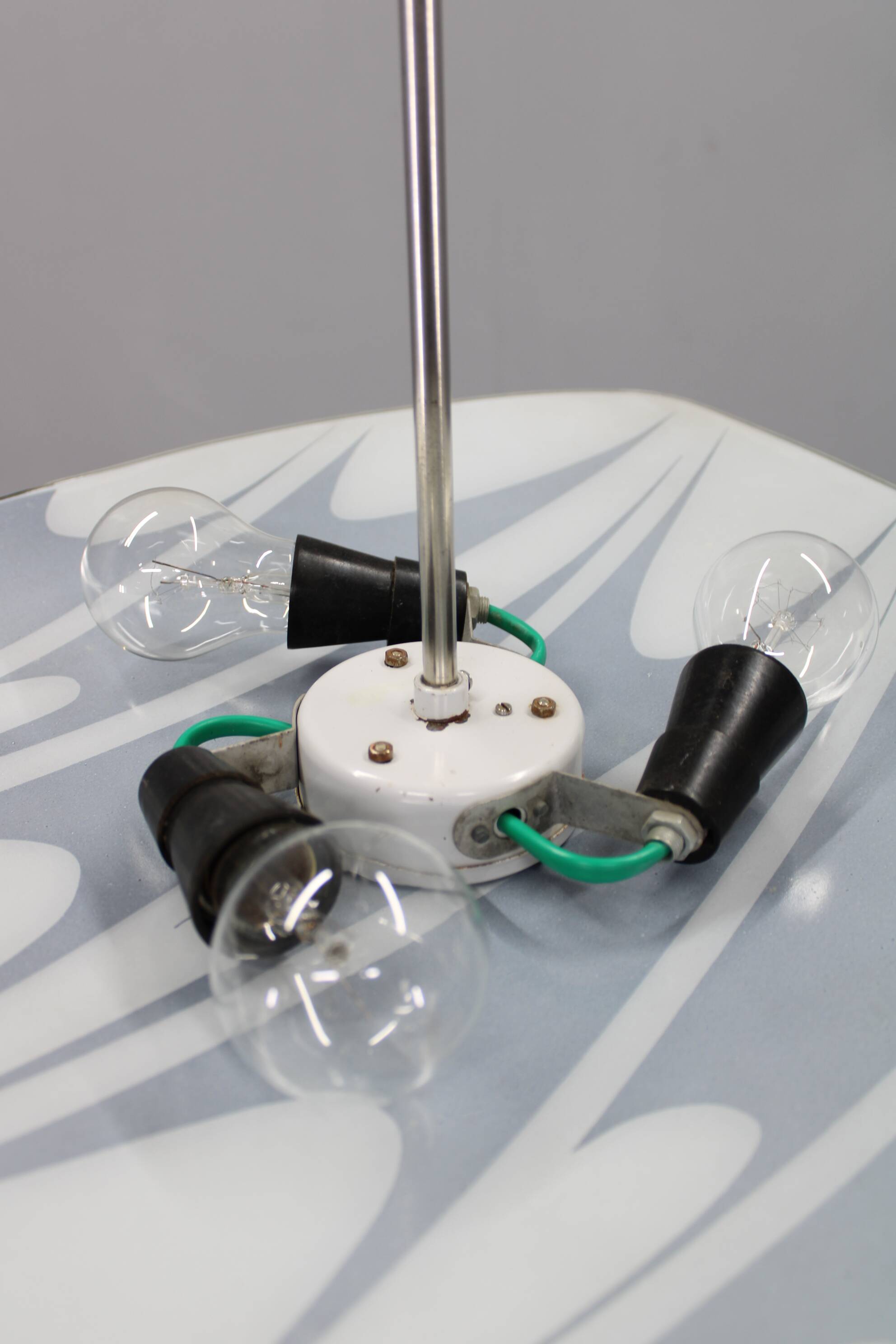 Mid-century Czech glass pendant lamp, chrome, 1960s