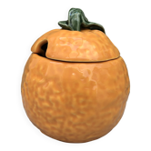 Vintage orange jam pot in majolica - 1970s.