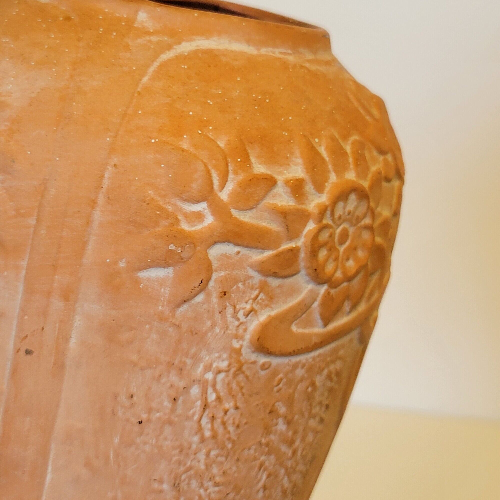 Terracotta vase sunflower decoration 1910, art nouveau