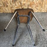 Chaise cuisine formica imitat° bois avec pieds compas metal chromé vintage