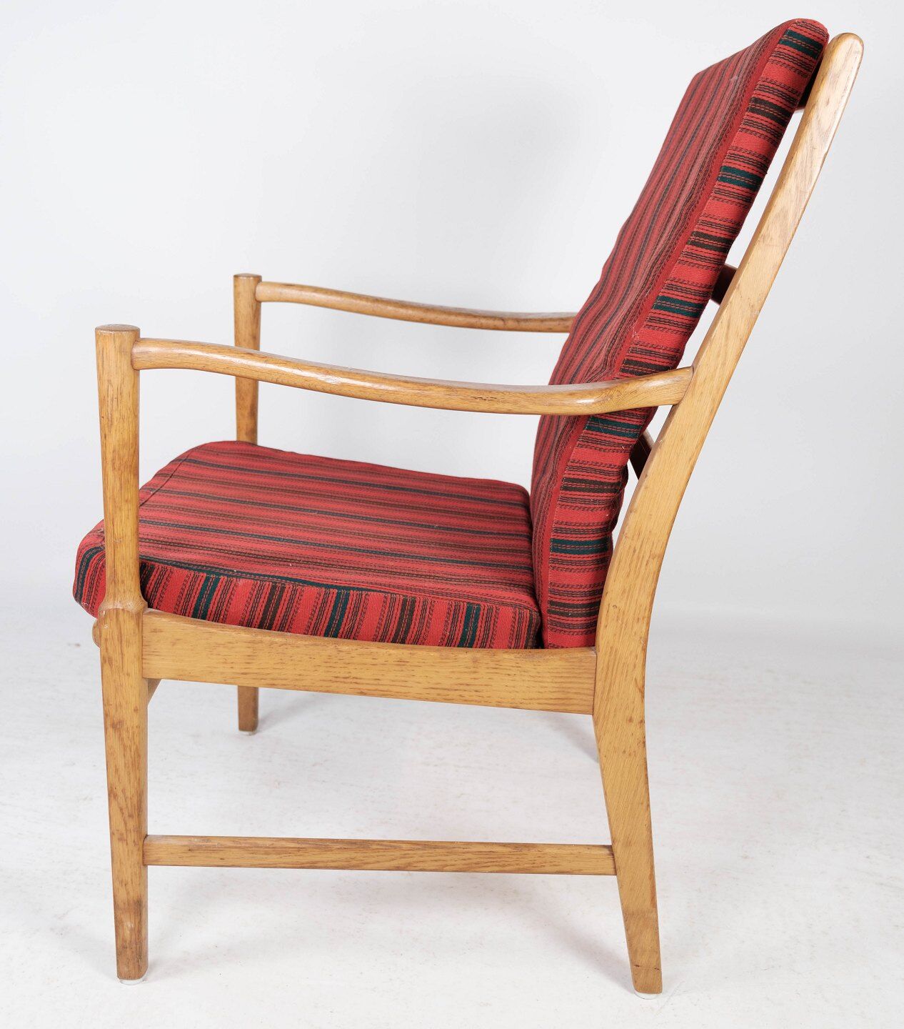 Oak armchair and striped fabric by Bjärnums Möbelfabrik from the 60s