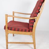 Oak armchair and striped fabric by Bjärnums Möbelfabrik from the 60s