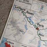 Vintage school map mdi FRANCE The Seine