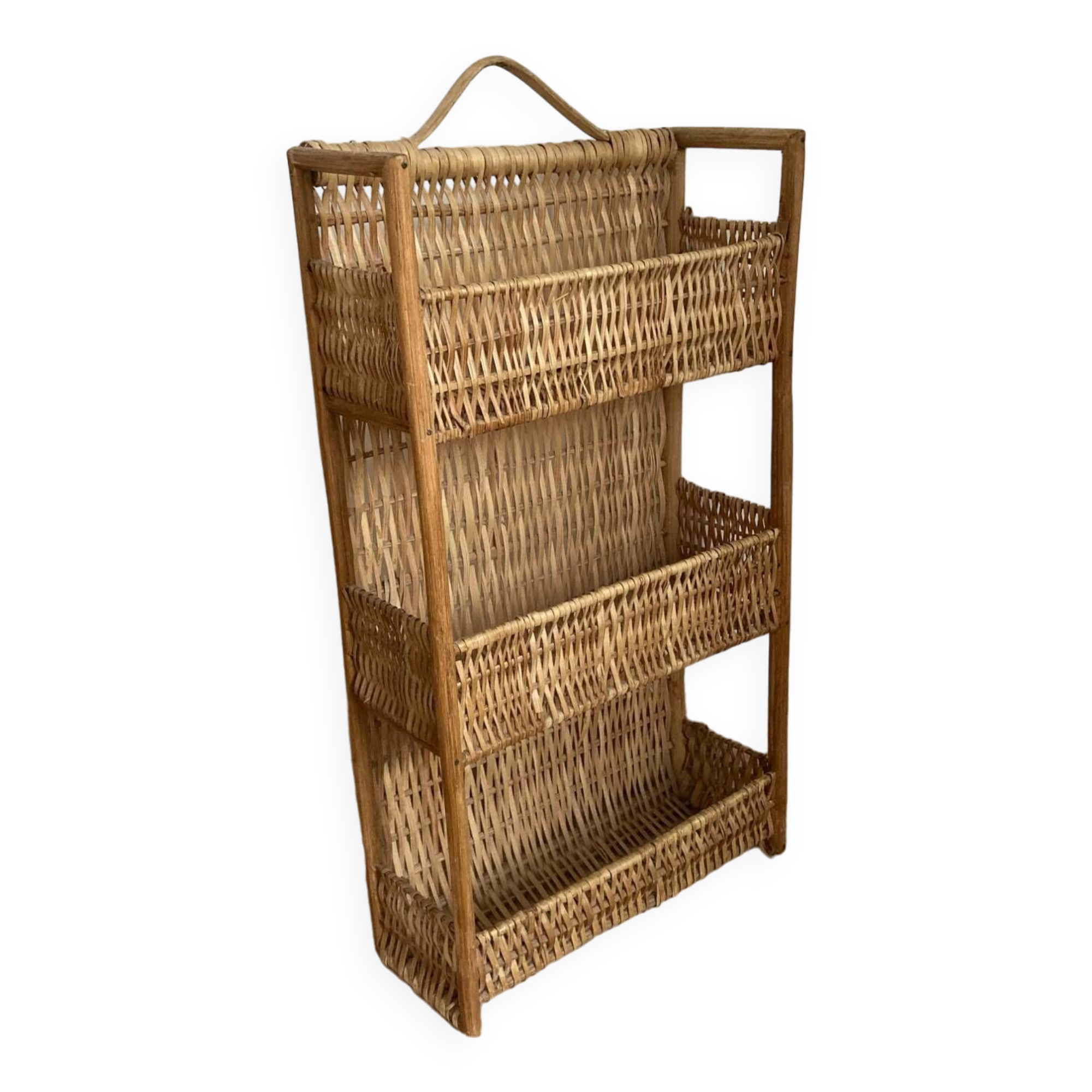 Vintage wicker wall shelf