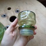 Green carafe blown glass, texture, vintage 1970s