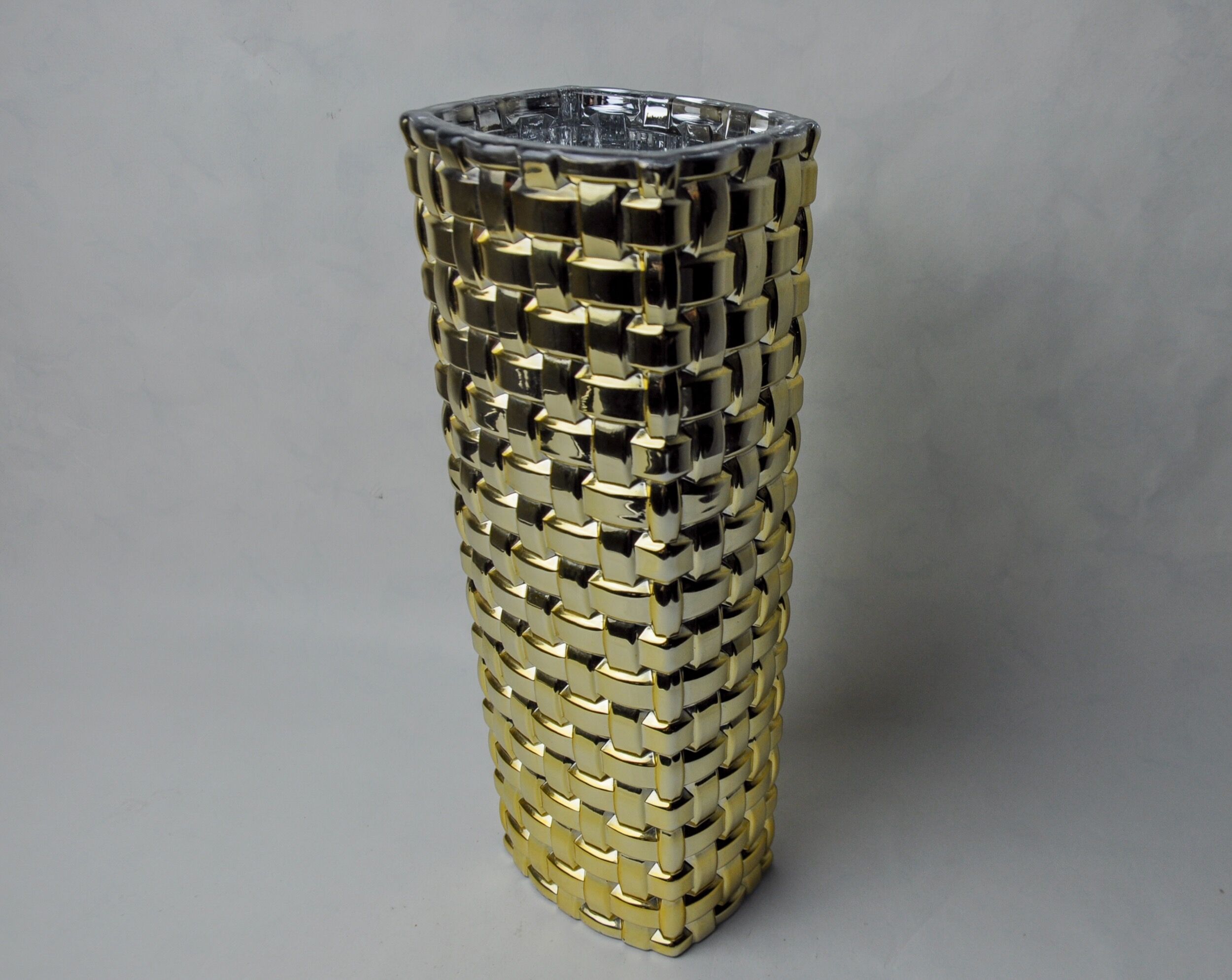 Golden Bamboo effect glass vase by Nachtmann, Germany, 1980