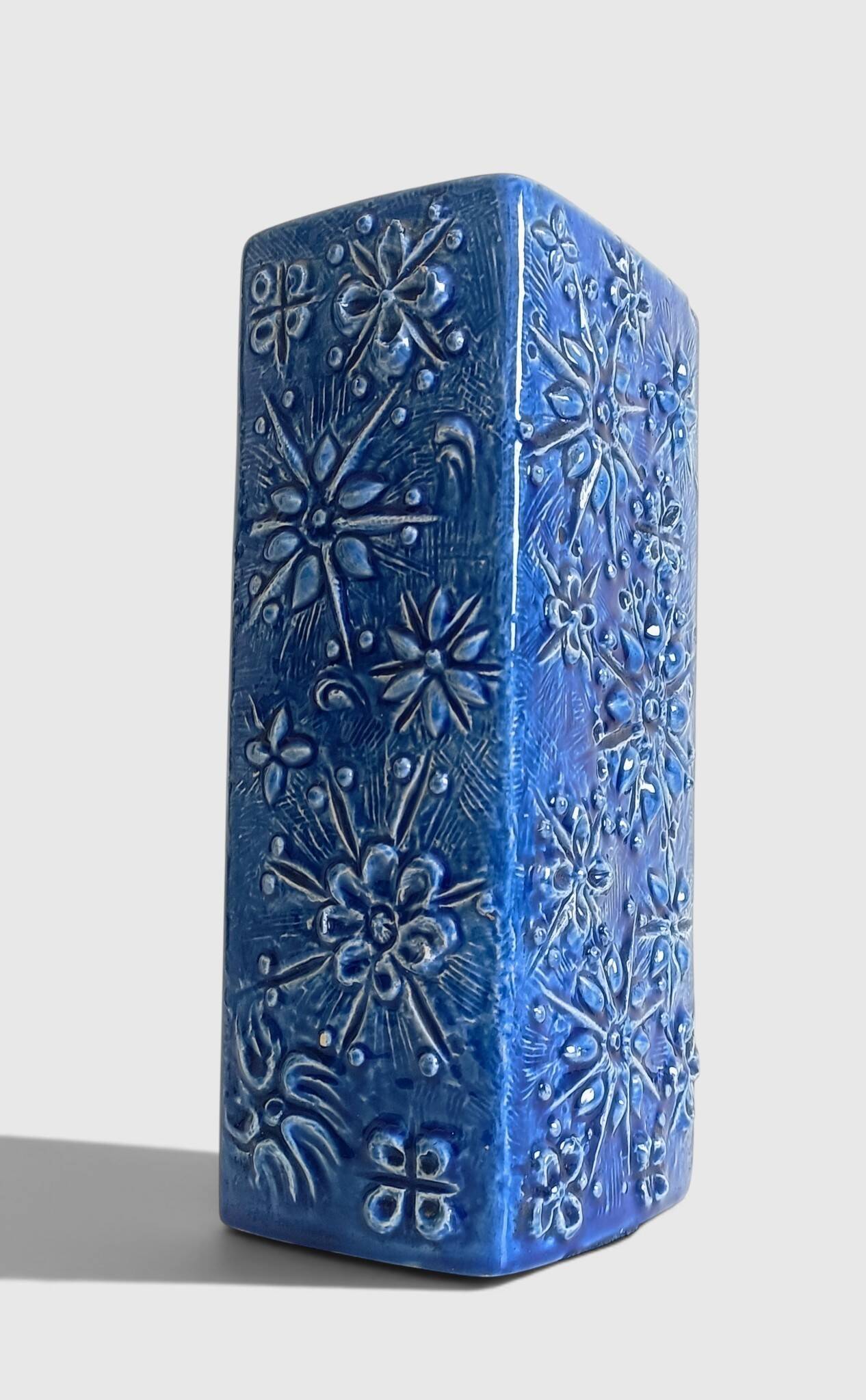 1960s Scheurich Kosmos Décor Sculptural Cobalt Blue Vase, West Germany