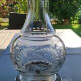 Refined carafe ball shape, pear neck. in finely engraved crystal