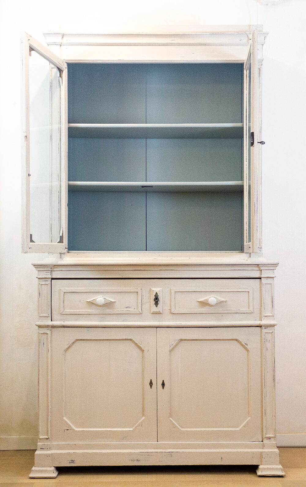 Antique Walnut Cupboard With Showcase, Spain, Late 19th Century