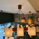 1960s Scandinavian suspension light in teak and perspex.