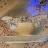 Mozart pattern earthenware gravy boat stamped Sarreguemines