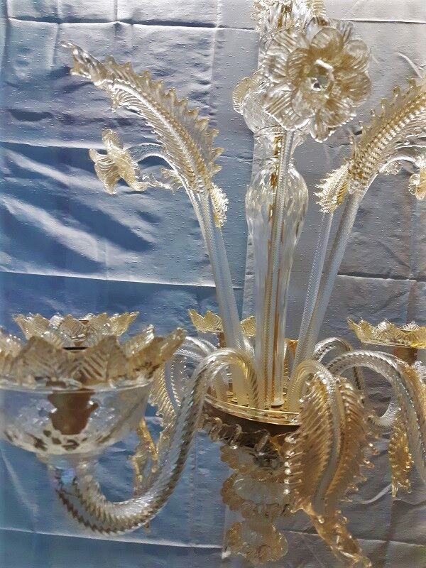 superb great translucent Murano chandelier and gold, old,complete
