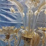 Lustre Murano translucide et or ancien complet
