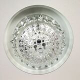 MidCentury Modern clear glass and copper colored aluminium hanging lamp, 1960s