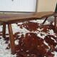 Brutalist bench in solid wood