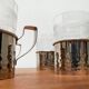 Vintage tea glasses RDA from East Germany by MUQ, Metallwarenfabrik Union Quedlinburg, set of 4.