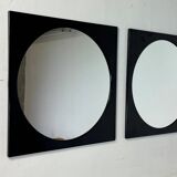 Miroir carré noir rare de style spatial italien par Colombini pour Kartell