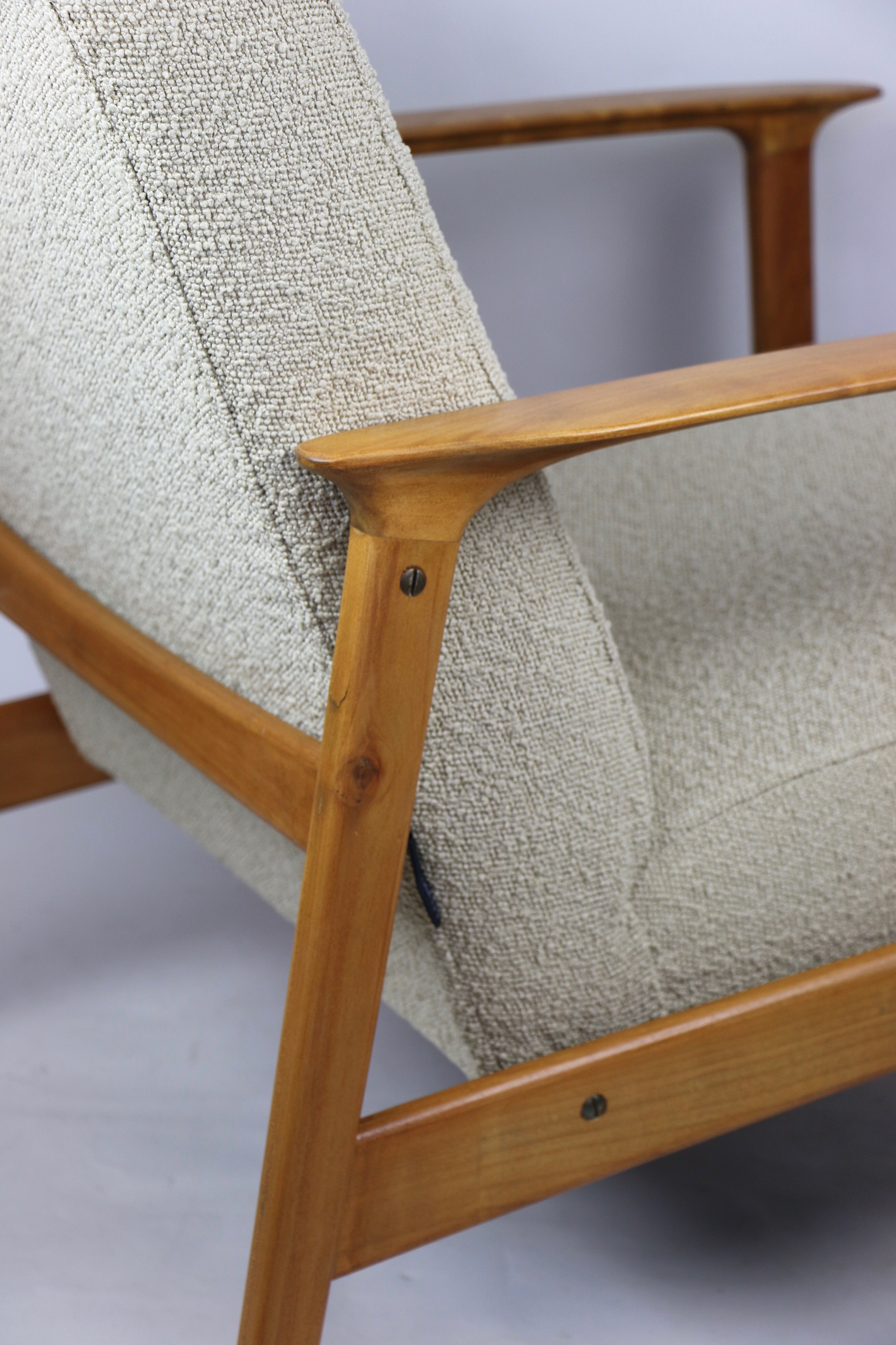 Fauteuil danoise beige en Boucle années 1970