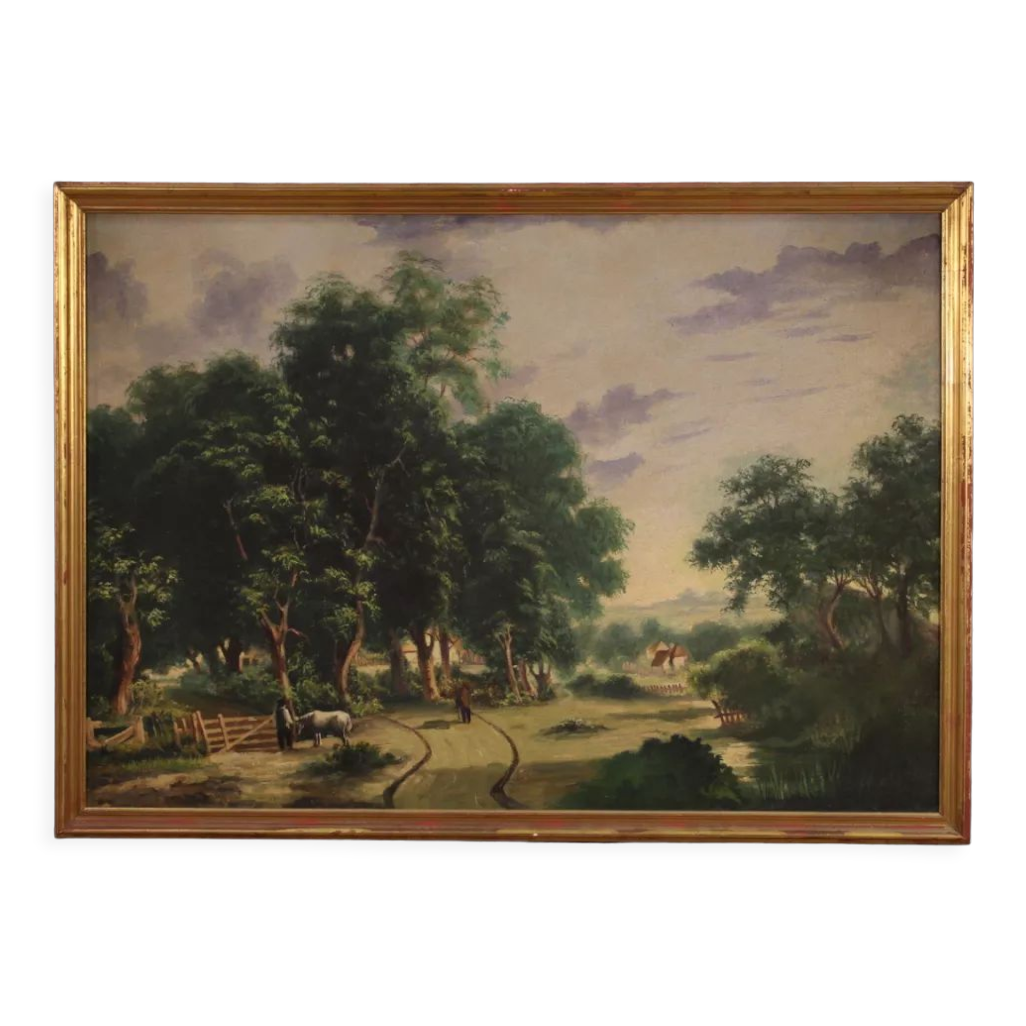 Italian countryside landscape painting oil on canvas from 20th century